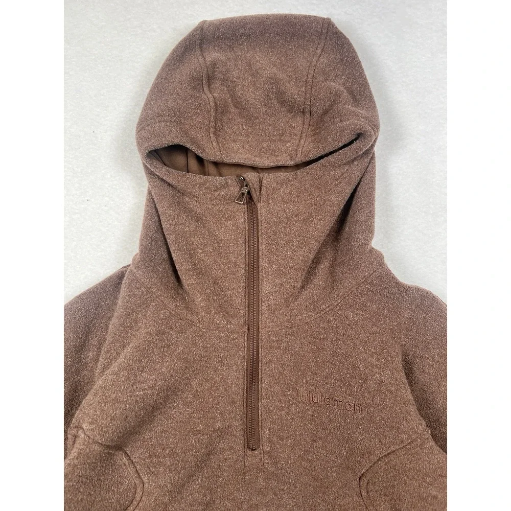 Lululemon Looped Terry Fleece Half-Zip Hoodie Sweatshirt Womens Sz 4 Java Active - Picture 3 of 12